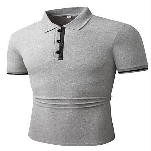 

Men's Polo Other Prints Solid Colored Short Sleeve Casual Tops Cotton Gray