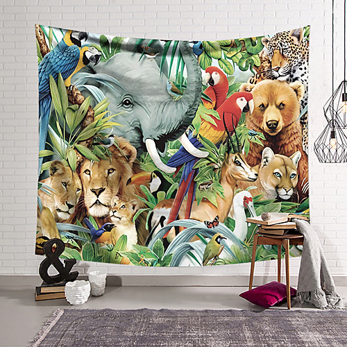 

Wall Tapestry Art Decor Blanket Curtain Hanging Home Bedroom Living Room Decoration Polyester Animal World