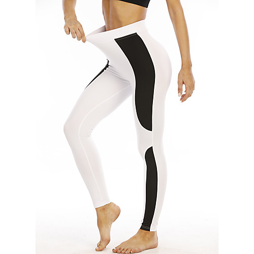 

Women's High Waist Yoga Pants Patchwork Cropped Leggings Tummy Control Butt Lift Breathable White Black Yoga Fitness Gym Workout Sports Activewear Stretchy Skinny / Athletic / Athleisure