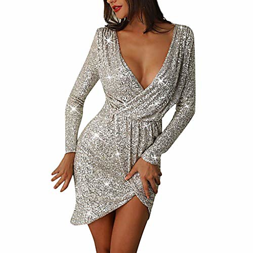 

women's sexy deep v-neck halter backless slit mini party club dress