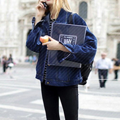 

Women's Jackets Solid Colored Patchwork Casual Fall Jacket Regular Daily Long Sleeve Denim Coat Tops Navy Blue