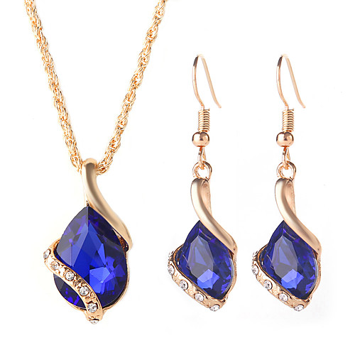 

two-piece jewelry set drop-shaped necklace and earrings fashion crystal jewelry set