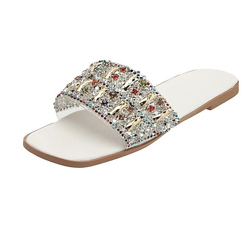 

Women's Flats Flat Heel Open Toe Rubber White Black