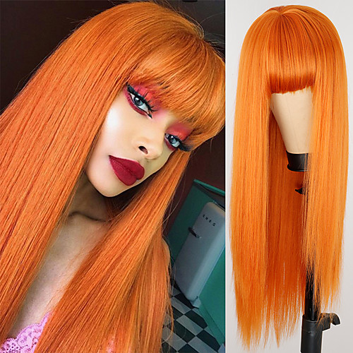 

Synthetic Wig Natural Straight Neat Bang Wig Medium Length Blonde Synthetic Hair Women's Cosplay Party Fashion Blonde