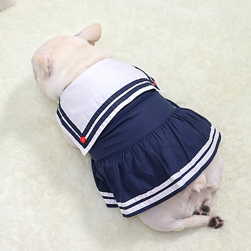 

Dog Cat Dress Stripes Basic Adorable Cute Casual / Daily Dog Clothes Puppy Clothes Dog Outfits Breathable Dark Blue Costume for Girl and Boy Dog Cotton Fabric S M L XL XXL