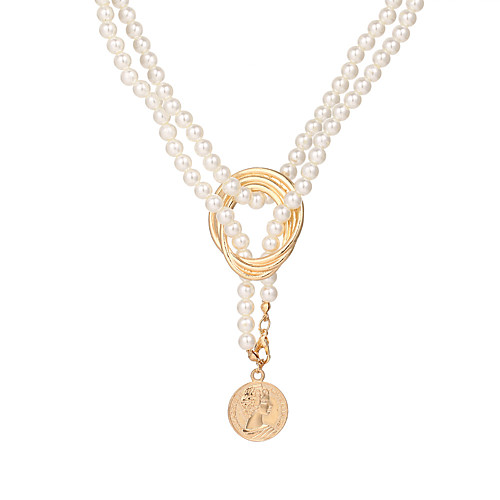 

geometric metal pearl necklace female personality fashion wild clavicle chain sweater chain