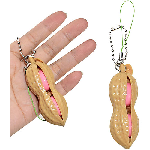 

3 Pcs Fidget Toy Squeeze Peanut Toy Keychain Stress Relieving Peanut Keyring Toys Sensory Toys Chain Pendant for Phones Keys Backpack Gift Toy