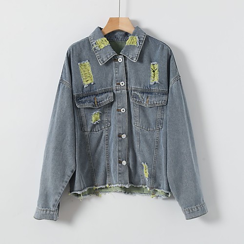 

cross-border source of 2020 autumn new ripped Denim Jacket