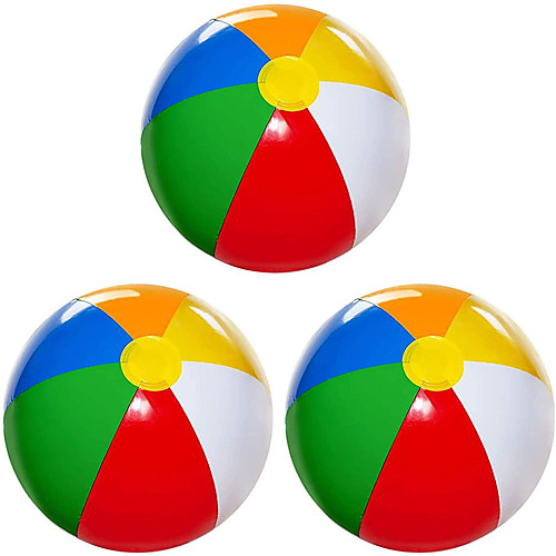 

Beach Balls for Kids 3 Pack Large 20 inch Inflatable Beach Ball Classic Rainbow Color - Pool Toys for Kids Beach Toys Summer Outdoor Activity