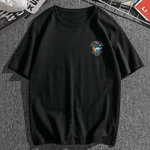 

Men's Unisex Tee T shirt Hot Stamping Graphic Prints Beach Plus Size Print Short Sleeve Casual Tops 100% Cotton Basic Designer Big and Tall Black