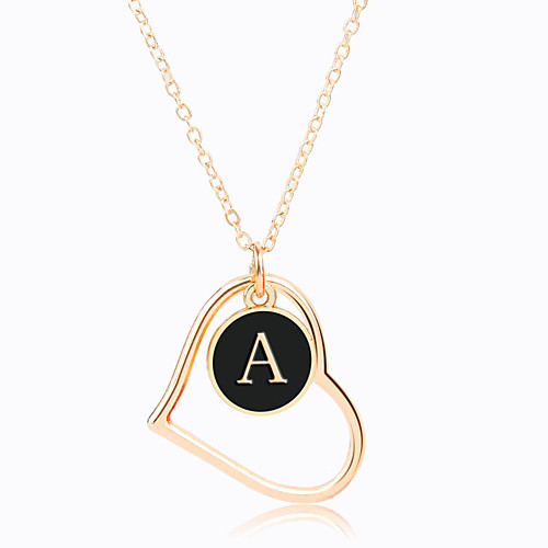 

hollow peach heart 26 english letter necklace simple letter pendant necklace female