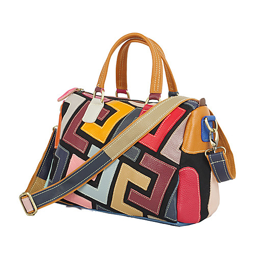 

cross-border new handbags, leather, leather handbags, geometric patterns, hit color, handmade bags, single-shoulder ladies bags