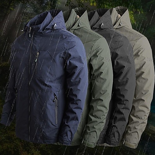 

Men's Hoodie Jacket Hiking Softshell Jacket Hiking Windbreaker Outdoor Lightweight Windproof Breathable Quick Dry Jacket Top Fishing Climbing Camping / Hiking / Caving Black khaki Navy Blue Army
