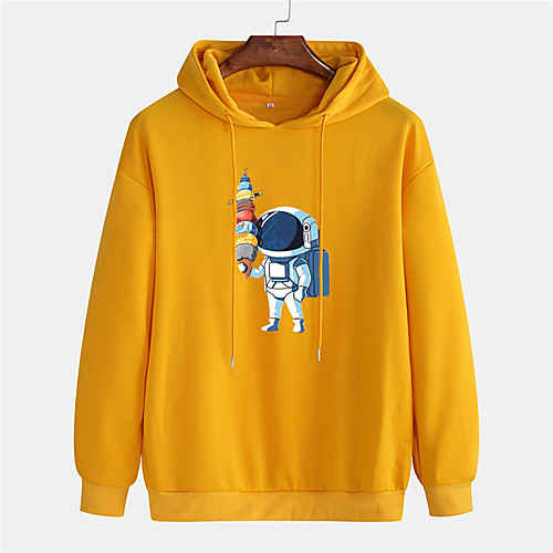 

Men's Pullover Hoodie Sweatshirt Graphic Prints Astronaut 3D Sports & Outdoor Daily Sports Hot Stamping Basic Casual Hoodies Sweatshirts Black Purple Yellow
