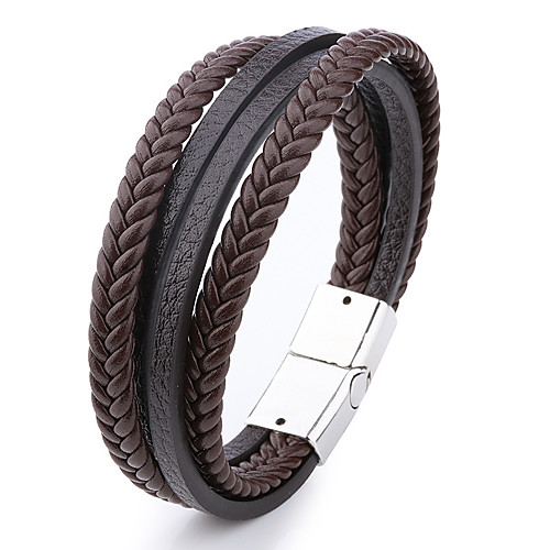 

multi-layer leather rope hand-woven retro magnetic buckle jewelry bracelet men's bracelet