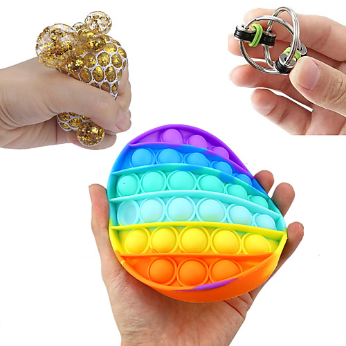 

3PCS Fidget Toy Anti Stress Toy Set Push Pop Bubble Squeeze Toy Gift for Adults Kids Girls Boys Sensory Stress Relief Toys