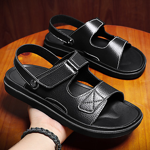 

Men's Sandals Casual Beach Daily Water Shoes Walking Shoes PU Breathable Non-slipping Wear Proof Black Brown Summer