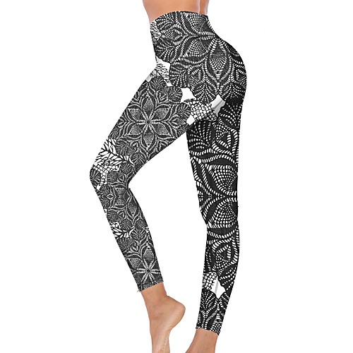 

21Grams Women's High Waist Yoga Pants Cropped Leggings Tummy Control Butt Lift Breathable Black Fitness Gym Workout Running Sports Activewear High Elasticity
