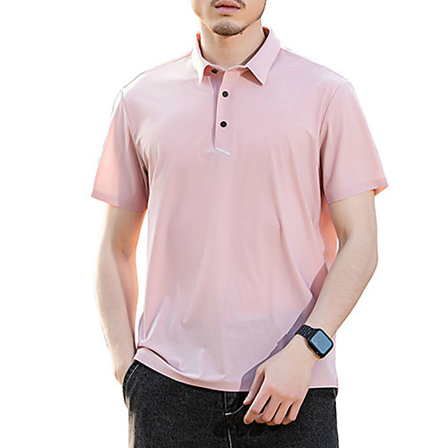 

Men's Hiking Tee shirt Short Sleeve Tee Tshirt Outdoor Quick Dry Breathable Sweat-Wicking Summer Nylon Solid Color Black Pink Green Fishing Climbing Beach