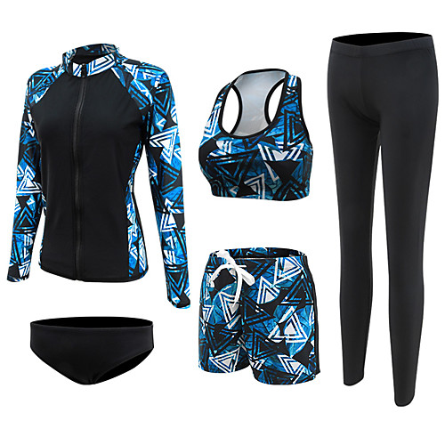 

Women's Rash Guard Dive Skin Suit Spandex Swimwear Quick Dry Breathable Long Sleeve 5-Piece - Swimming Diving Surfing Patchwork Autumn / Fall Spring Summer