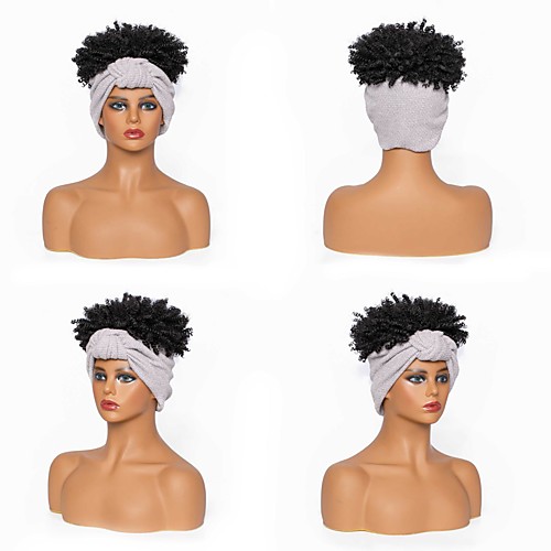

new amazon headscarf wig foreign trade fashion headscarf wig fluffy small curly short curly hair chemical fiber headgear