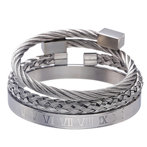 

bracelet jewelry retro wild roman alphabet woven square stainless steel bracelet bracelet set for men