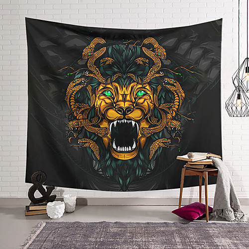 

Wall Tapestry Art Decor Blanket Curtain Hanging Home Bedroom Living Room Decoration Polyester Lion Face Snake