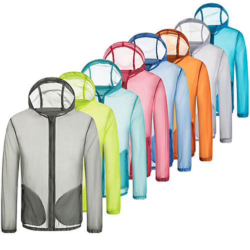 

Men's Women's Hiking Jacket Hiking Skin Jacket Hiking Windbreaker Outdoor Waterproof UV Sun Protection Windproof Sunscreen Hoodie Ultraviolet Resistant Jacket Top Blue Yellow Pink Orange Camping