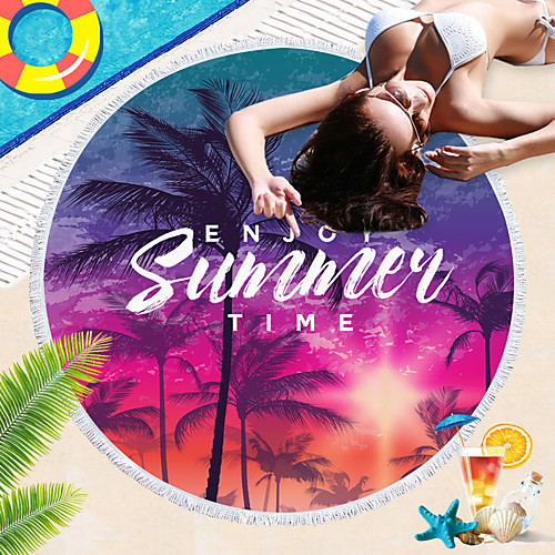 

factory outlet seaside travel shawl cushion microfiber big thick round sunset coconut beach towel
