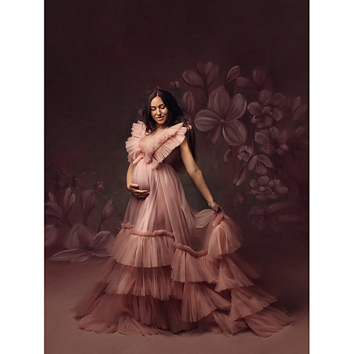 

Ball Gown Luxurious Elegant Holiday Formal Evening Dress Jewel Neck Sleeveless Court Train Tulle with Ruffles 2021
