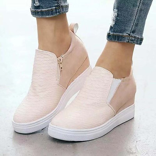 

Women's Loafers & Slip-Ons Flat Heel Round Toe PU Black Pink Silver