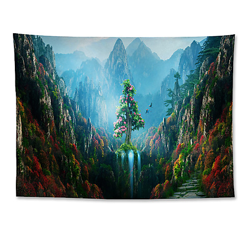 

Wall Tapestry Art Decor Blanket Curtain Hanging Home Bedroom Living Room Polyester Waterfall Wonderland Tree