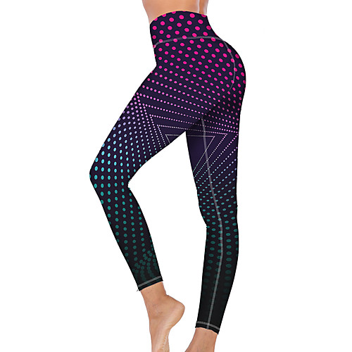 

21Grams Women's High Waist Yoga Pants Cropped Leggings Tummy Control Butt Lift Breathable Purple Fitness Gym Workout Running Sports Activewear High Elasticity