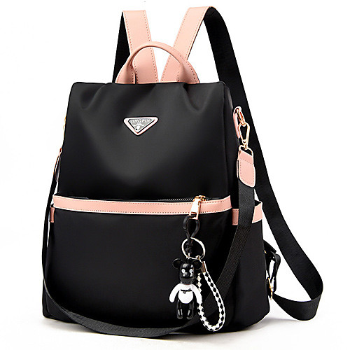 

Women's Oxford Cloth School Bag Commuter Backpack Adjustable Large Capacity Zipper Solid Color Daily Backpack Wine Black