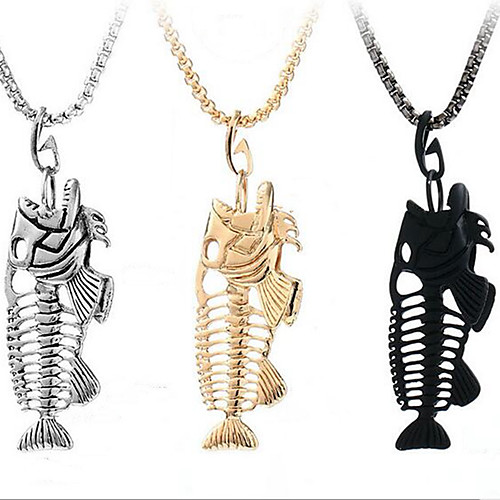 

Women's Pendant Necklace Fish Modern Alloy Black Gold Silver 60 cm Necklace Jewelry 1pc For Festival