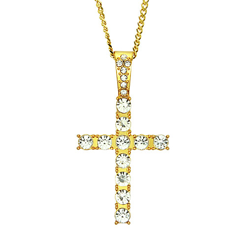 

Women's Men's Cross Pendant Necklace Charm Necklace Retro Cross Precious Fashion Classic Zircon Gold Plated Alloy Gold Silver 60 cm Necklace Jewelry 1pc