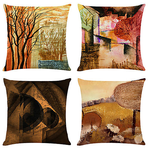 

Cushion Cover 4PCS Linen Soft Decorative Square Throw Pillow Cover Cushion Case Pillowcase for Sofa Bedroom 45 x 45 cm (18 x 18 Inch) Superior Quality Machine Washable