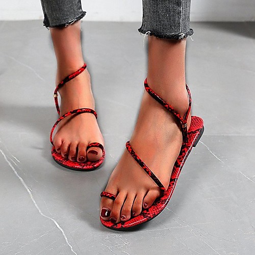 

Women's Sandals Boho Bohemia Beach Flat Heel Round Toe Rubber Snake Yellow Red Blue