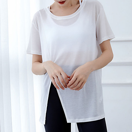 

Women's Tee / T-shirt Side Split Crew Neck Solid Color Sport Athleisure T Shirt Top Short Sleeves Quick Dry Breathable Soft Comfortable Everyday Use Casual Daily Outdoor