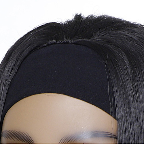 

european and american foreign trade wig female black ice silk headscarf hair cover chemical fiber black long straight fake found goods wholesale