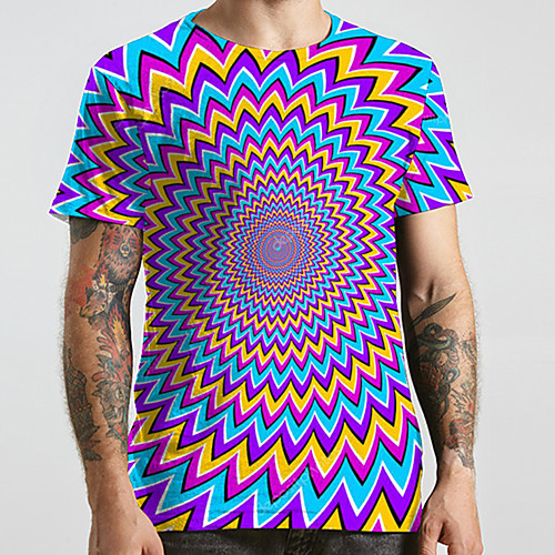 

Men's Unisex Tee T shirt 3D Print Graphic Prints Geometry Plus Size Print Short Sleeve Casual Tops Basic Designer Big and Tall Purple
