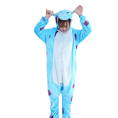 

Adults' Kigurumi Pajamas Blue Monster Onesie Pajamas Flannelette Blue Cosplay For Men and Women Boys and Girls Animal Sleepwear Cartoon Festival / Holiday Costumes