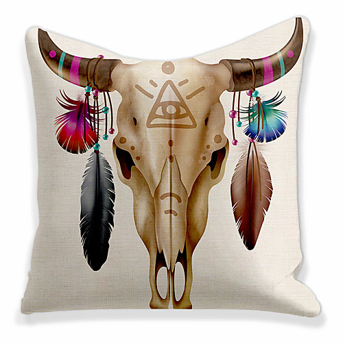 

Double Side 1 Pc Cushion Cover Print 45x45cm Linen for Sofa Bedroom Animal Yak