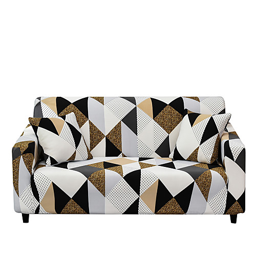 

Sofa Cover The Geometric Print Dustproof Stretch Slipcovers Stretch Super Soft Fabric Couch Cover Fit for 1to 4 Cushion Couch and L Shape Sofa (You will Get 1 Throw Pillow Case as free Gift)