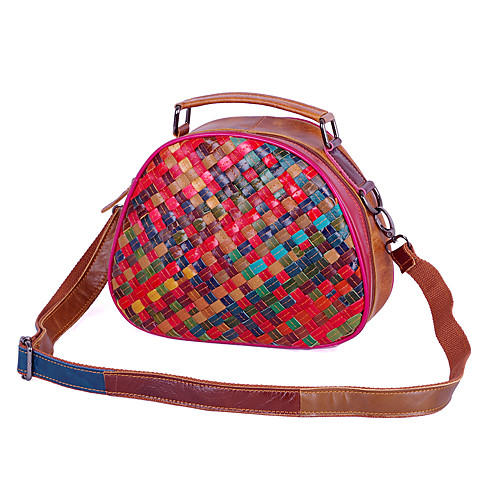 

2020 new leather handbags, hand-woven cowhide bags, casual trendy bags, color striped single-shoulder small bags