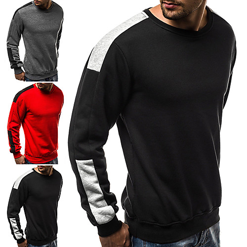 

Men's Pullover Sweatshirt Color Block Patchwork Daily Fitness Basic Thin fleece Hoodies Sweatshirts Black Red Gray