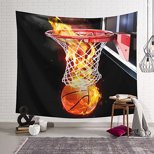 

Wall Tapestry Art Decor Blanket Curtain Hanging Home Bedroom Living Room Decoration Polyester Flame Basketball