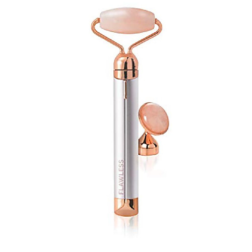 

flawless contour vibrating facial roller & massager, rose quartz