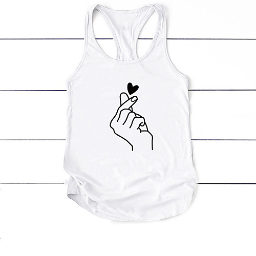 

Women's Yoga Top Racerback Heart White Black Gray Cotton Fitness Gym Workout Running Tank Top T Shirt Sport Activewear Moisture Wicking Quick Dry Lightweight Breathable High Elasticity
