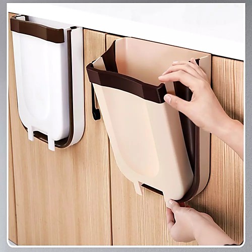 

Folding Trash Can For Kitchen And Car Wall Mounted Waste Bin Kitchen Cabinet Door Hanging Trash Bin